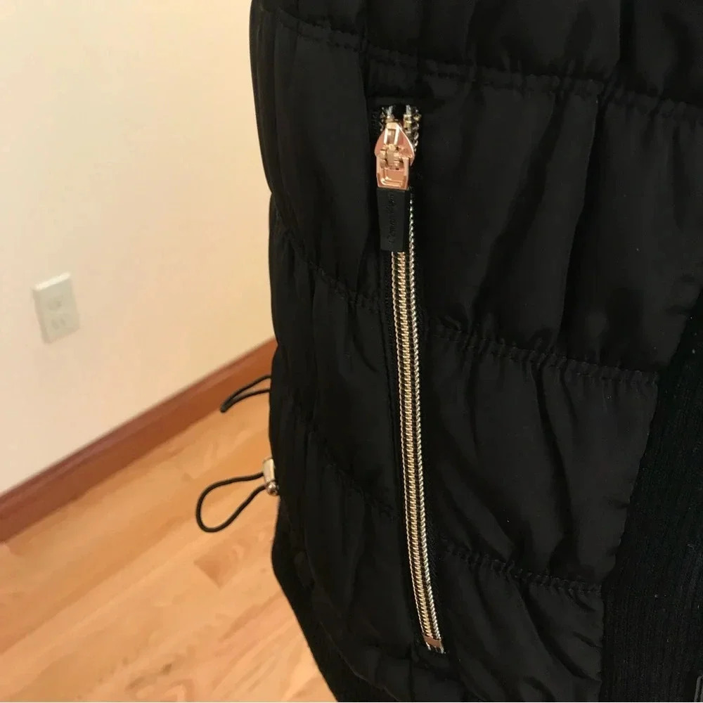 Calvin Klein Performance Sleeveless Faux Fur Collar Black Zip Vest - Picture 2 of 13